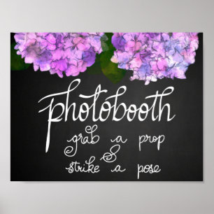 Poster Photobooooooth Chalkboard Mariage Hydrangea Floral