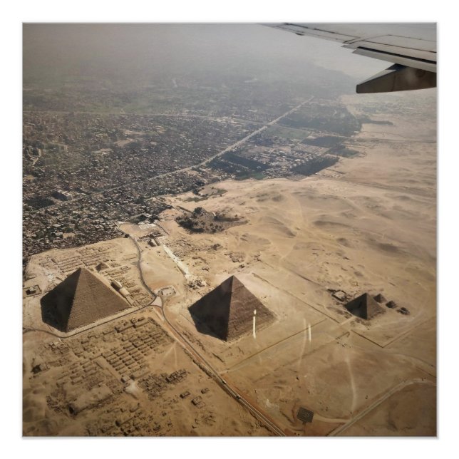Poster photographie aérienne des pyramides d'Egypte (Devant)