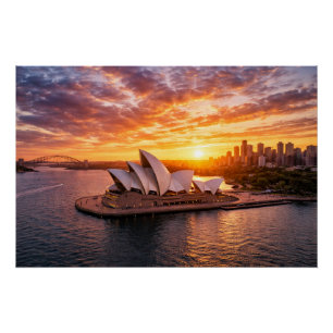 Poster Photographie aérienne du coucher de soleil de l'Op