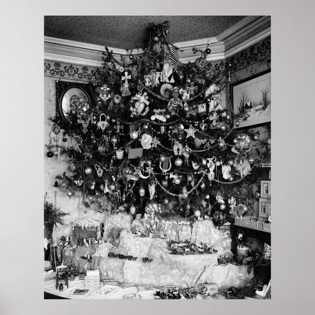 Poster Photographie de l'arbre de Noël Vintage (1910) (Devant)