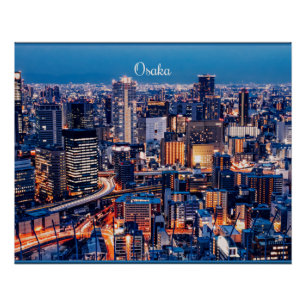Poster photographie du paysage urbain d'Osaka Japon