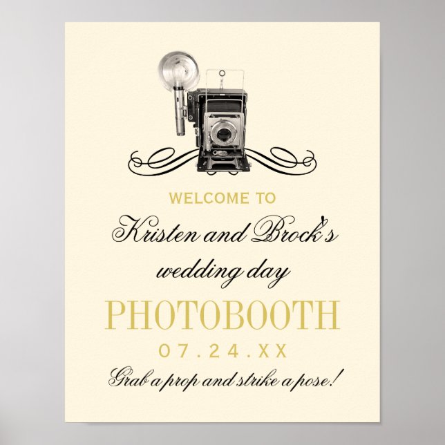 Poster Photomaton à l'ancienne Mariage Or (Devant)