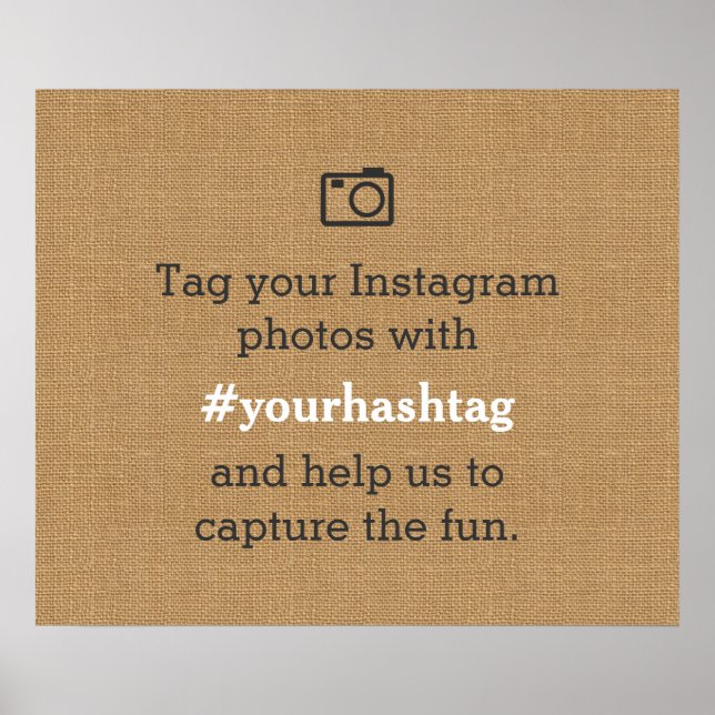Poster Photos de mariage rustique Hashtag Burlap (Devant)