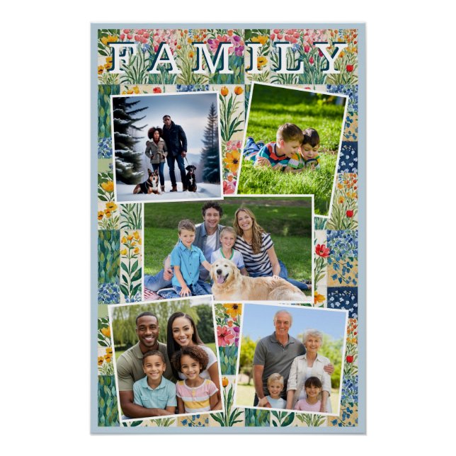 Poster Photos familiales Patchwork Floral Gallery Modèle (Devant)
