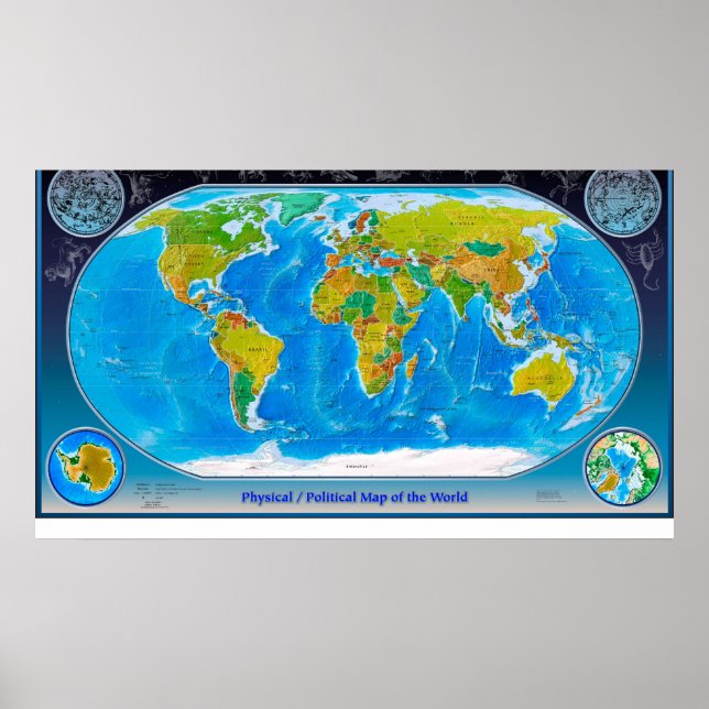 Poster Physical and Political World Map (Devant)