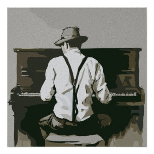 Poster Pianiste vintage en Harmonie