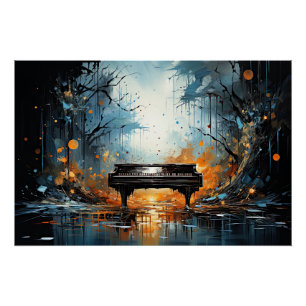 Poster Piano Beauté, imaginaire généré par l'IA,