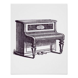 Poster Piano droit vintage