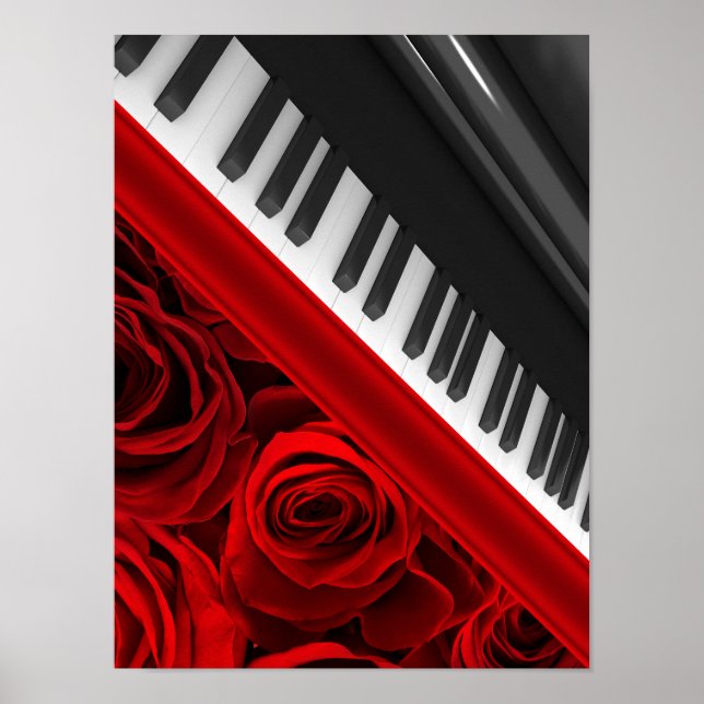 Poster Piano et Rose (Devant)