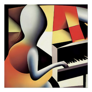 Poster Piano Player - Art aérographe