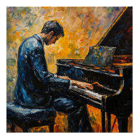 Piano Player - Peinture à l'huile