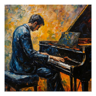 Poster Piano Player - Peinture à l'huile