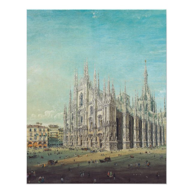 Poster Piazza del Duomo à Milan par Carlo Bossoli (Devant)