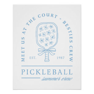Poster Pickleball été filles côte bleu esthétique