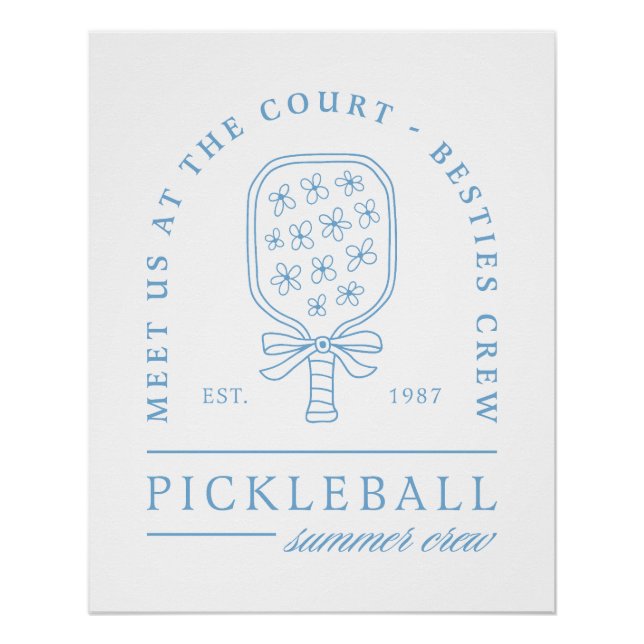 Poster Pickleball été filles côte bleu esthétique (Devant)