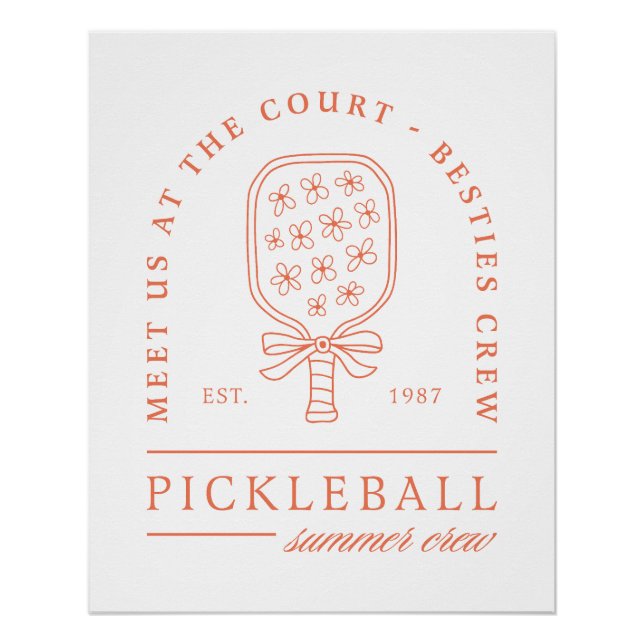 Poster Pickleball été filles orange preppy esthétique (Devant)