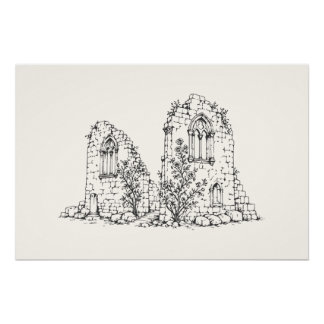 Poster Pièce d'art de ruine irlandaise 