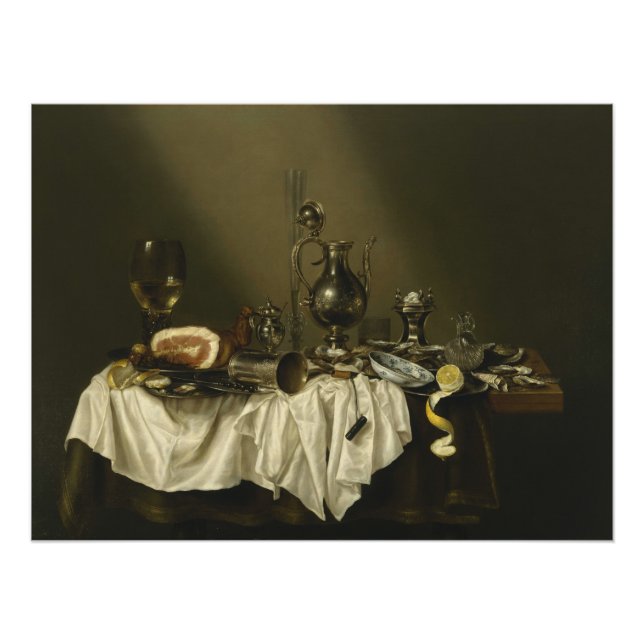 Poster Pièce de banquet avec jambon Willem Claesz Heda br (Devant)