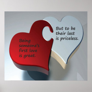 Poster Pièces de puzzle rouge et blanc, deuxième amour