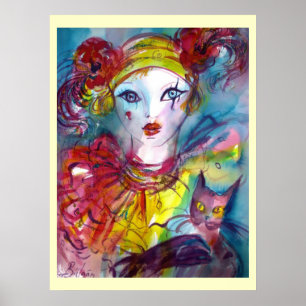 Poster PIERO AVEC CHAT / Masques de Venise