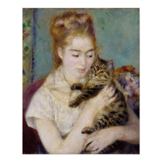 Poster Pierre A Renoir | Femme avec un chat (Devant)