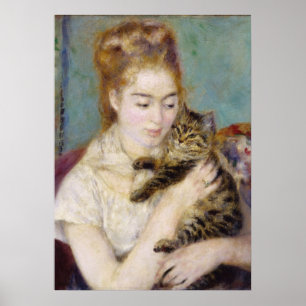 Poster Pierre A Renoir   Femme avec un chat