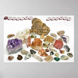 Poster Pierre de guérison, amétyste, quartz, opal, tourma