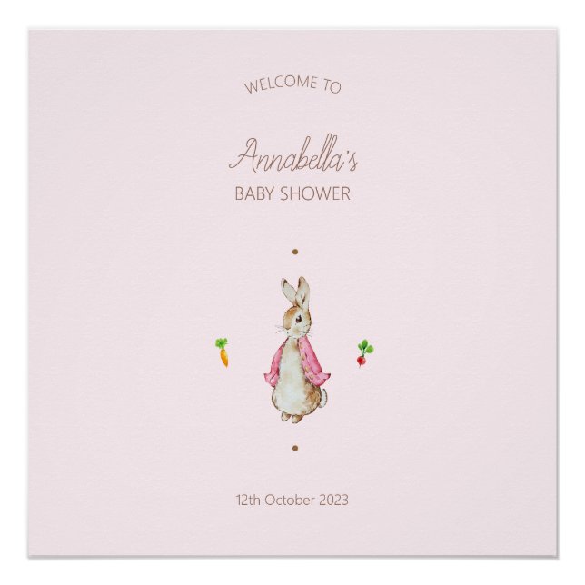 Poster Pierre rose simple, lapin (Devant)