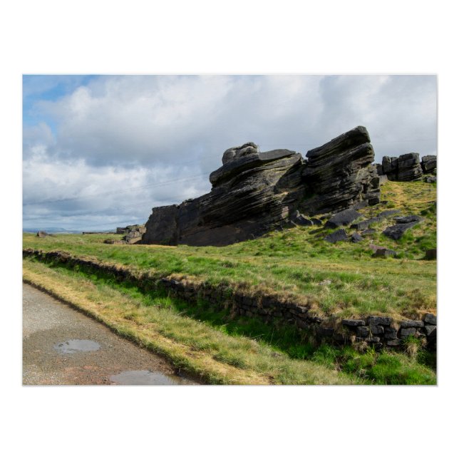 Poster Pierres de pluie, Bordure de pierre noire (Devant)