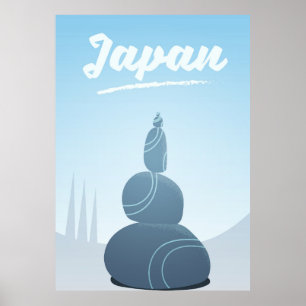 Poster Pierres levées du Japon empilées dans le paysage.
