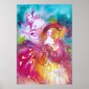 Poster PIERROT ET ARLECCHINA Carnaval vénitien,