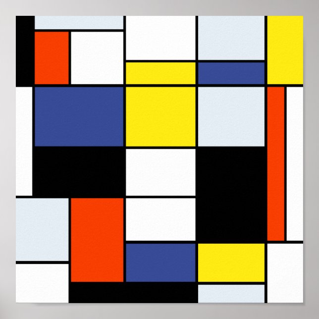 Poster Piet Mondrian Composition A - Art Moderne Abstrait (Devant)