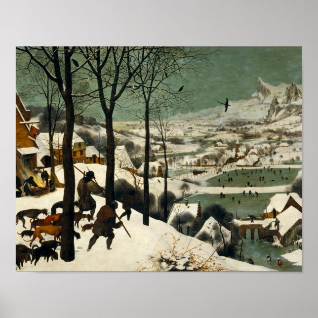 Poster Pieter Bruegel l'Ancien - Chasseurs dans la neige (Devant)