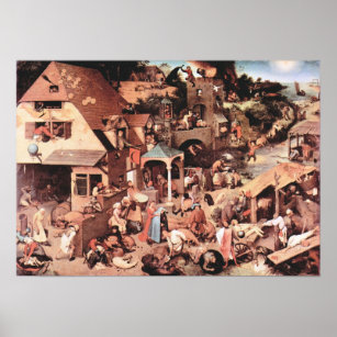 Poster Pieter Bruegel-Les proverbes hollandais