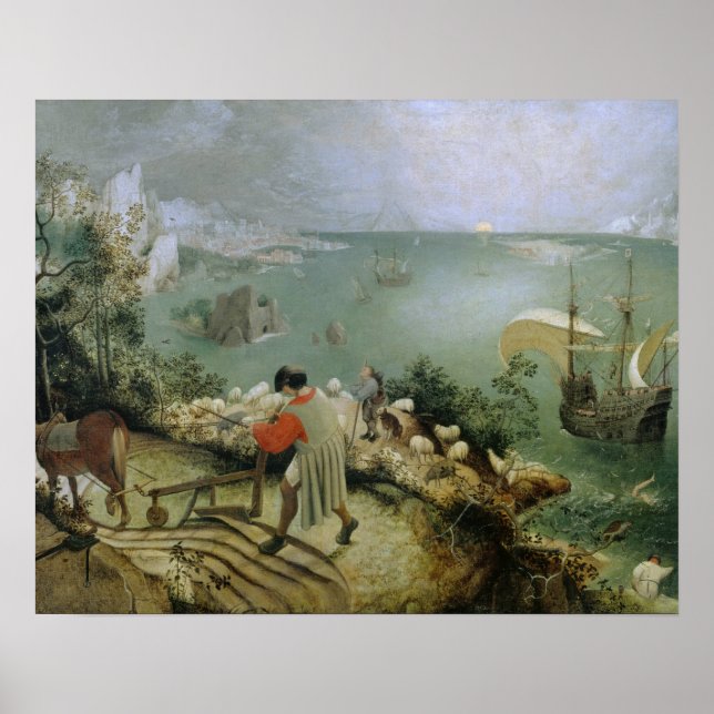 Poster Pieter Bruegel the Elder -Landscape Fall of Icarus (Devant)