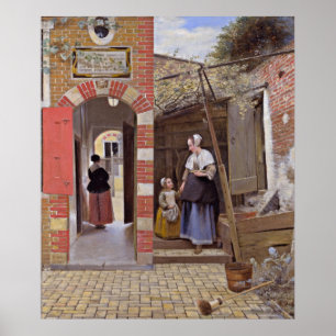 Poster Pieter de Hooch - Cour d'une maison à Delft
