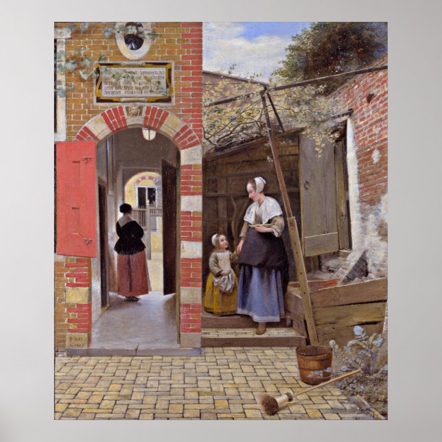 Poster Pieter de Hooch - Cour d'une maison à Delft (Devant)