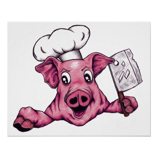 Poster Piggy The Hamiciac Maniac Cartoon Pig Chef Art (Devant)