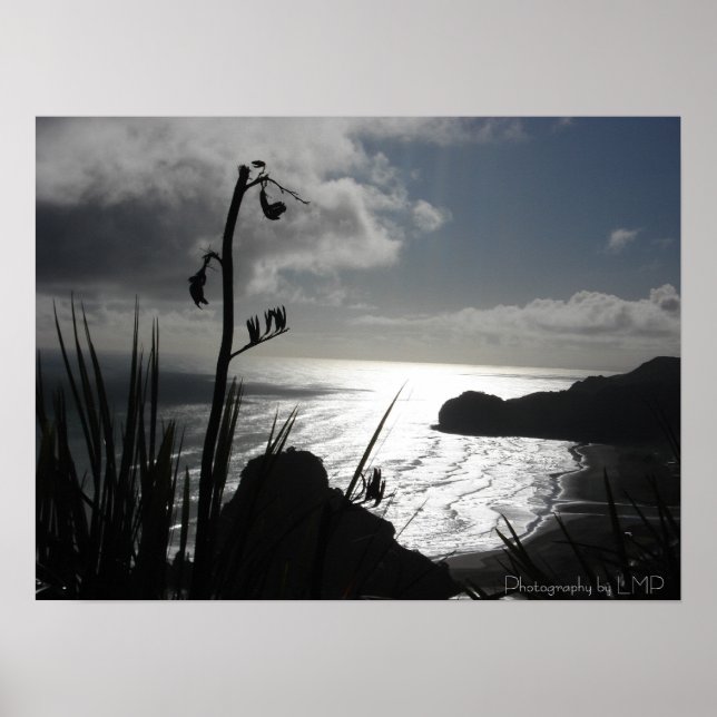 Poster Piha, NZ, Photographie par LMP (Devant)