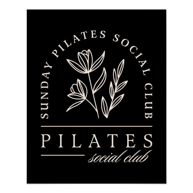 Poster Pilates amoureux club social luxueux studio noir (Devant)