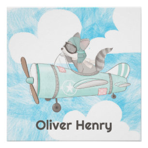 Poster Pilote avion Raccoon