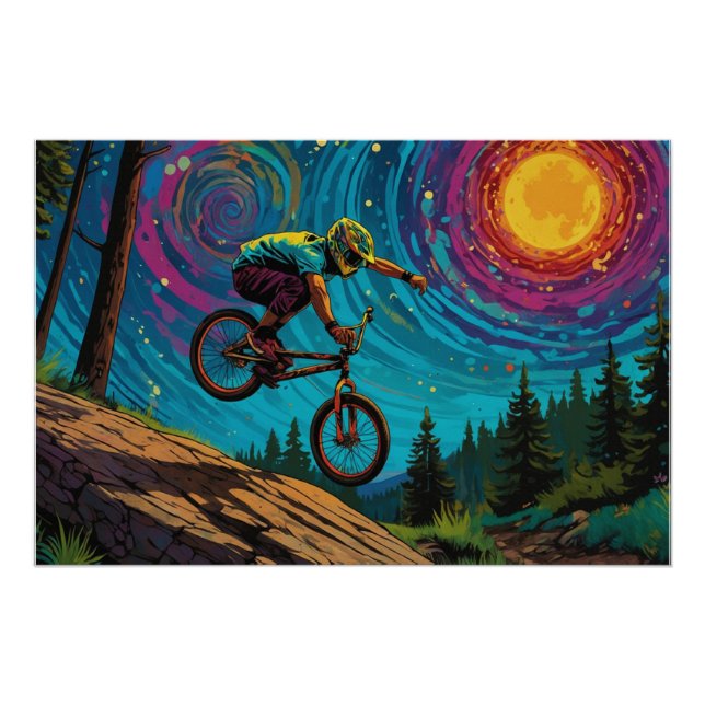 Poster Pilote BMX sur la pente de montagne (Devant)