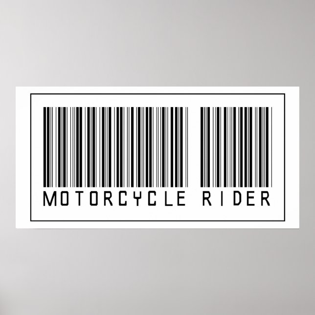 Poster Pilote de moto à code barre (Devant)