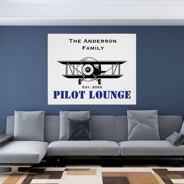 Poster Pilote Lounge Nom de famille Aéronautique Décor (Créateur téléchargé)