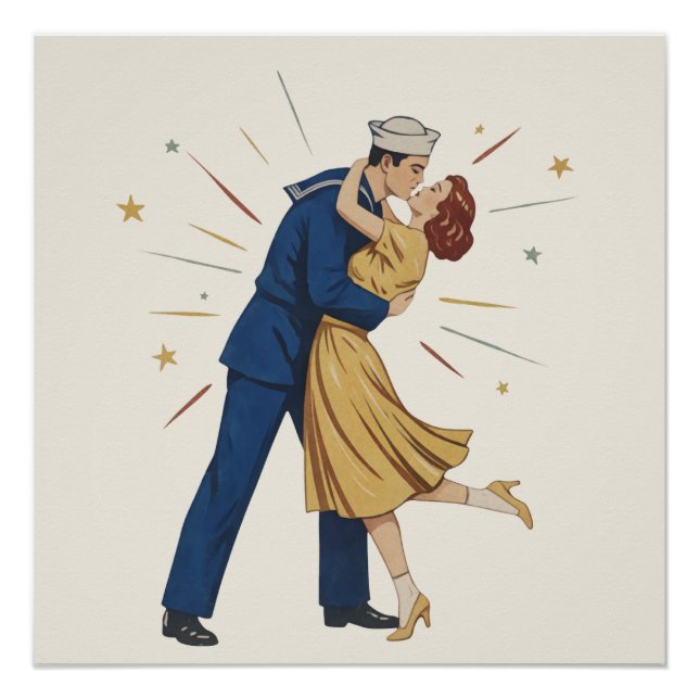 Poster Pin-Up Baiser Marin Vintage (Devant)
