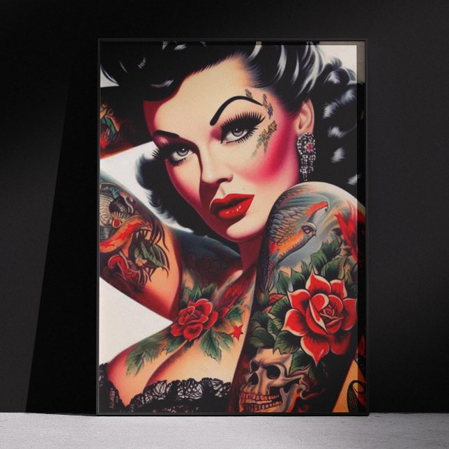 Poster Pin-up tatouée vintage sexy (Créateur téléchargé)