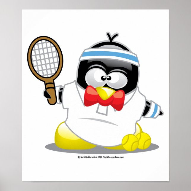 Poster Pingouin de tennis (Devant)
