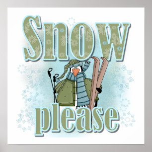 Poster Pingouin Ski Snow S'il vous plaît T-shirts et cade