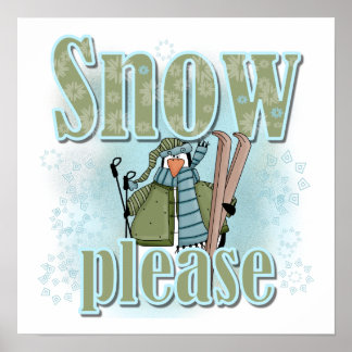Poster Pingouin Ski Snow S'il vous plaît T-shirts et cade