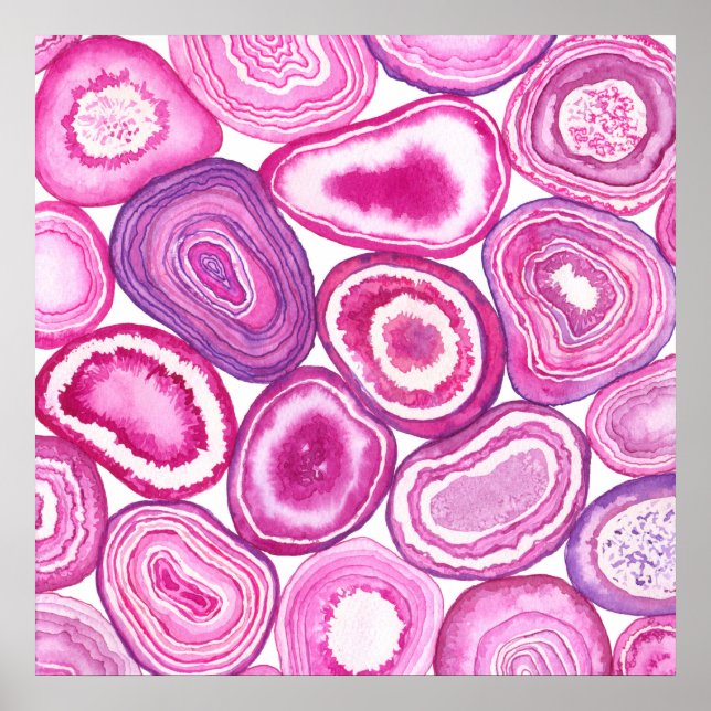 Poster Pink agate watercolor (Devant)